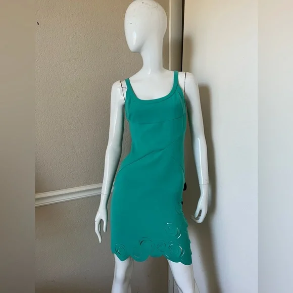Versace | Dresses | Versace New Bright Teal Green Sleeveless Stretch Laser  Cut Mini Dress Sz It 4 | Poshmark